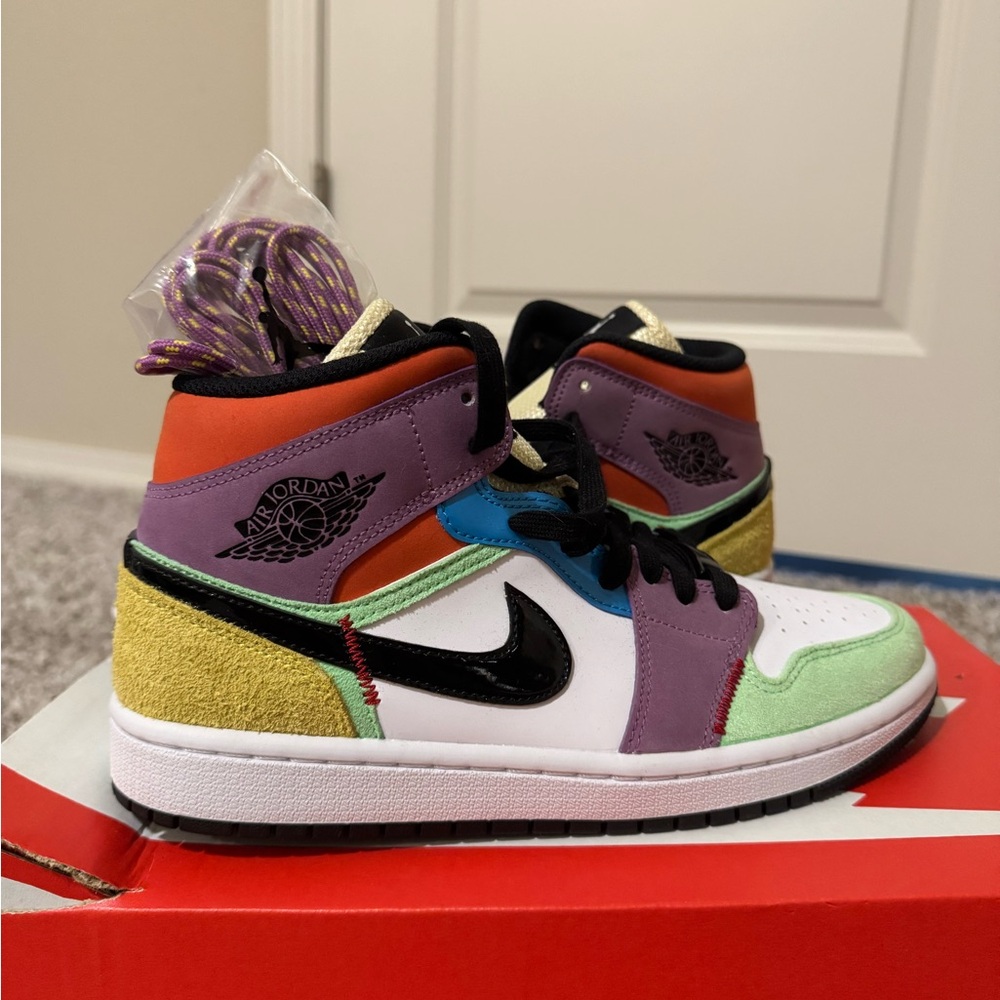 Nike Multi-Colored Sneakers with Air Jordan 1 Mid Style ‘Lightbulb’